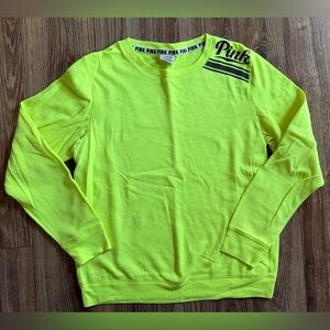 PINK Victoria's Secret Neon Yellow Crewneck Sweater